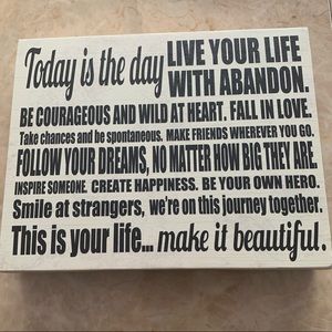 Canvas wall art. Life quote.